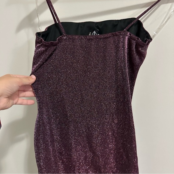 3/$20⚡️ Too Glam Purple Glitter Mini Dress Rouched Side Homecoming Dance - Picture 12 of 14